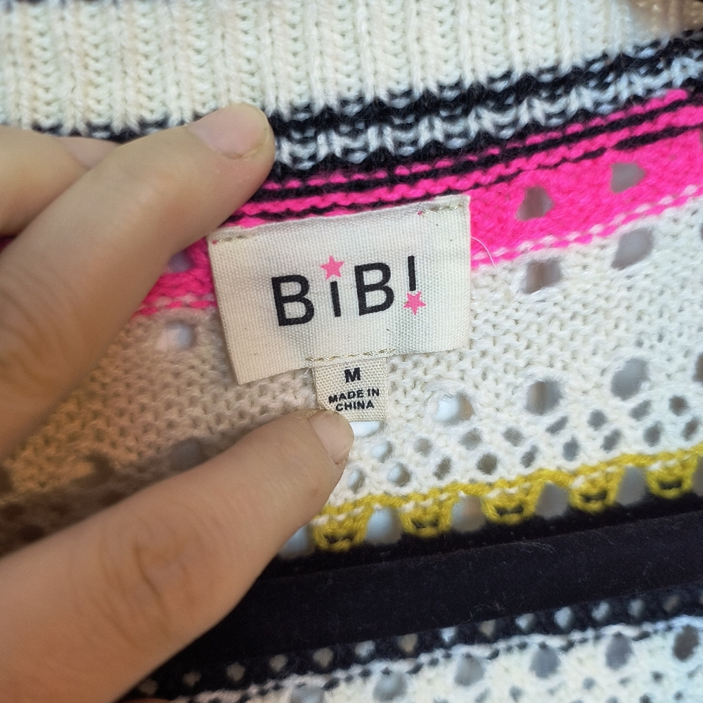 Bibi Multi Color Open Front Crochet Cardigan Swea… - image 4